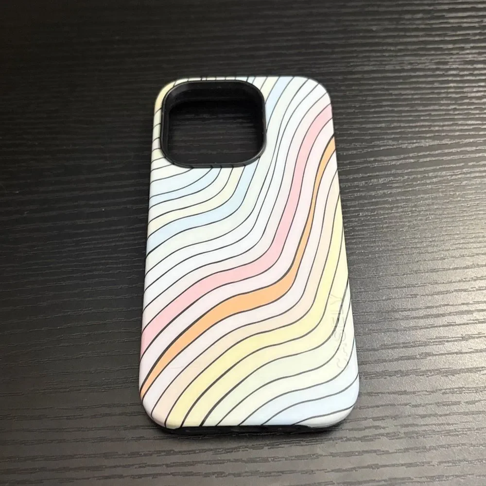 Casely Ride The WavePastel Rainbow Lined Case, iPhone 14 Pro